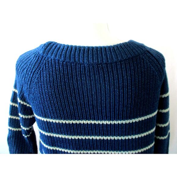 Fossil Women's Blue Striped 3/4 Sleeve Pull Over Sweater Size XS - Picture 6 of 10